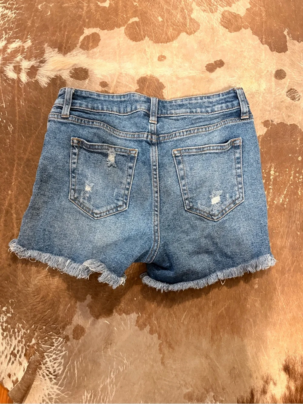 Just USA Light Blue Distressed Denim Cutoff Shorts